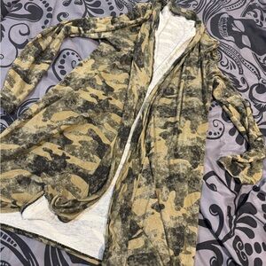 Camouflage Open Front Cardigan